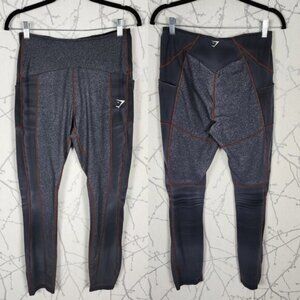 Gymshark Gray Two Tone High Rise Dry Textured Leggings w/ Pockets